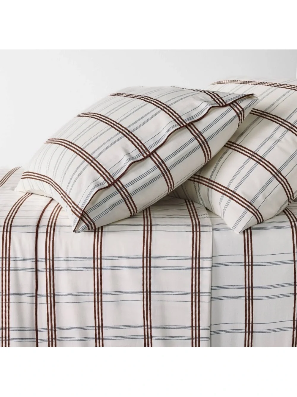 Studio McGee Queen 300Thread Count Sheet Set , Merrow Edge Plaid